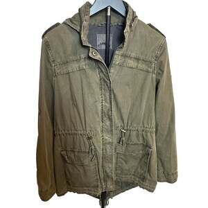 Levi's Women's Army Green Cotton Hooded Military Utility Anorak Jacket